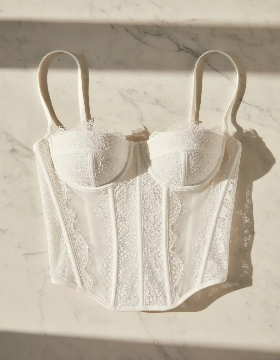 Cropped Corset Renda Ajustavel Top Curto E Sexy Com Alça