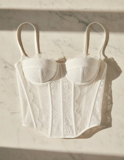 Cropped Corset Renda Ajustavel Top Curto E Sexy Com Alça