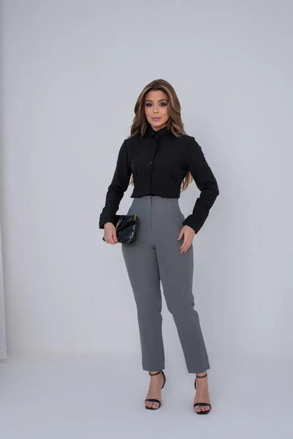 Camisa De Botão Sofisticada Feminina Alta Qualidade Sale 40%