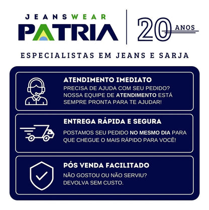 Calça Jeans Feminina Cós Alto Empina Bumbum Patria Brasil
