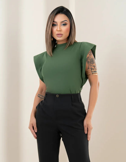 Blusa Feminina Social Manga Morcego Muscle Tee Luxo