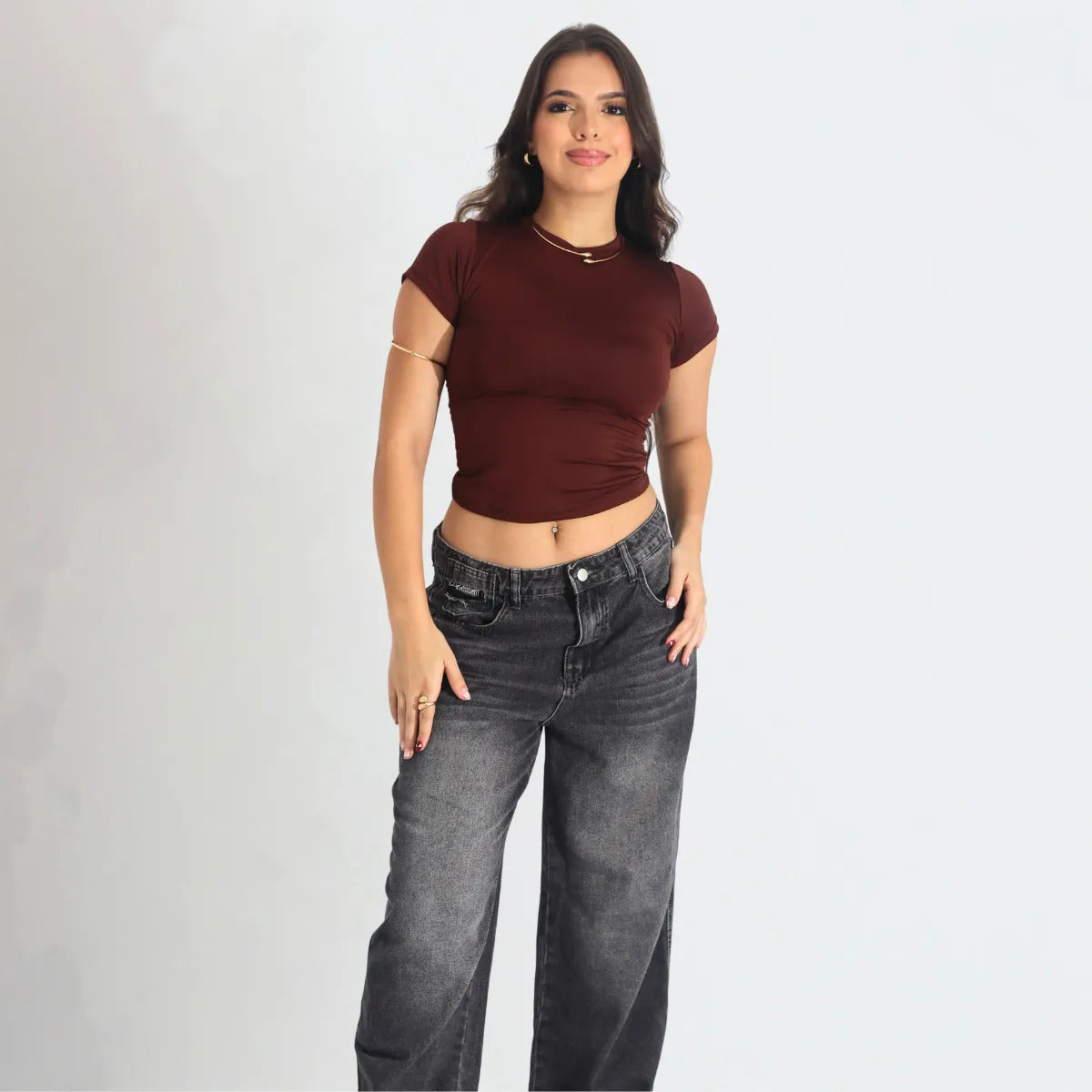 Kit 3 Blusa Baby Tee Justa Ao Corpo Alta Elásticidade Moda