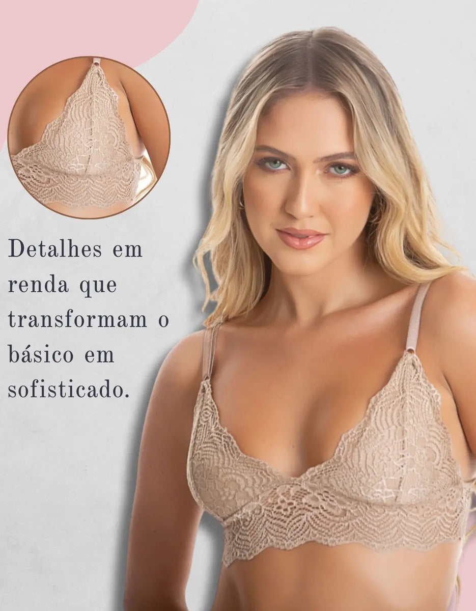 Top Cropped Feminino Renda Sem Bojo Sutiã Alcinha Lingerie