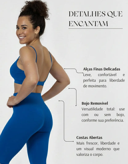Top Fitness Academia Alça Fina Costa Aberta Feminino
