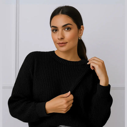 Suéter Blusa Manga Longa Max Cropped Frio Pullover Lã Trico