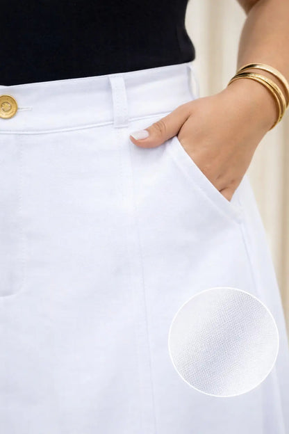 Saia Alfaiataria Plus Size Rodada Evasê Cós Alto Evangélica