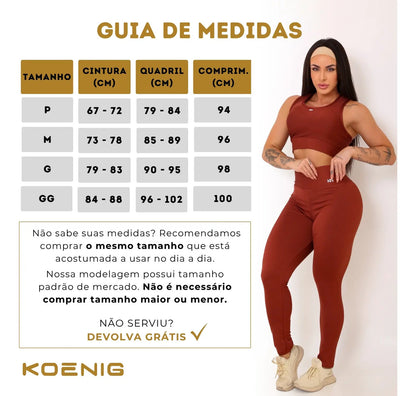 Calça Legging Fitness Zero Transparência Cintura Alta Koenig
