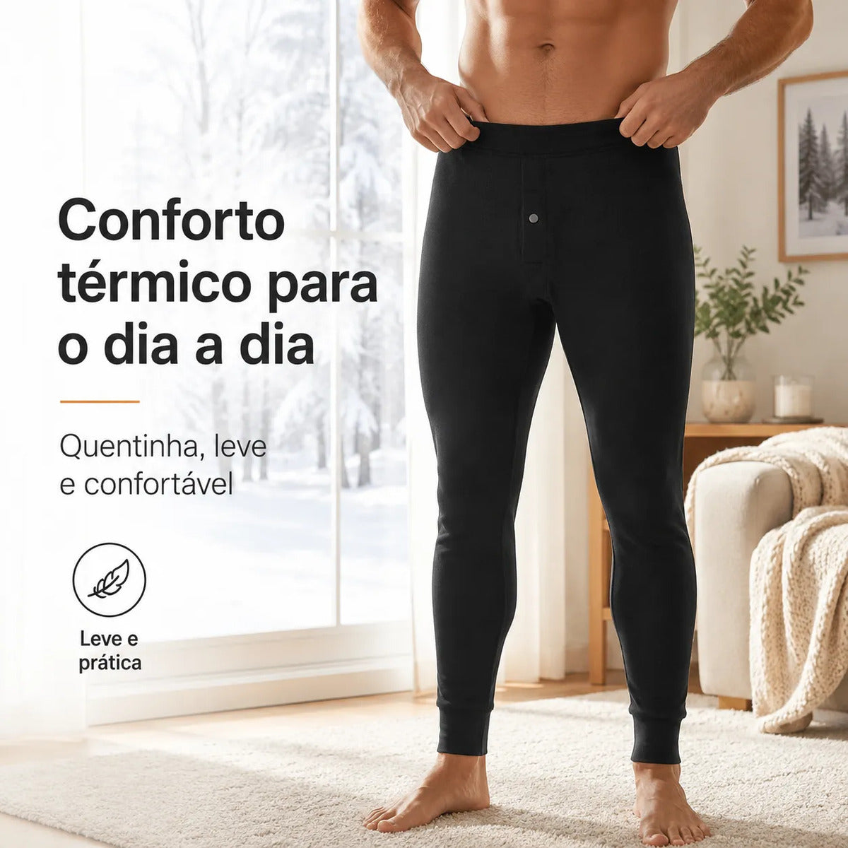 Calça Térmica Flanelada Segunda Pele Inverno Masculino Frio