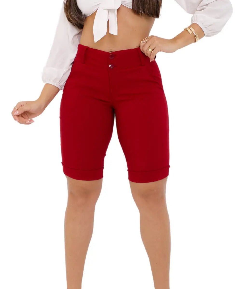 Bermuda Feminina Social - Ate O Joelho - Bengaline Lycra