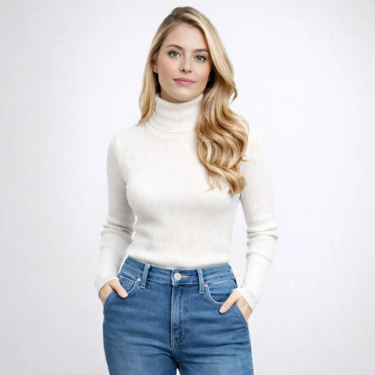 Blusa Cacharrel Feminina Tricô Lã Blusinha Gola Alta Rolê