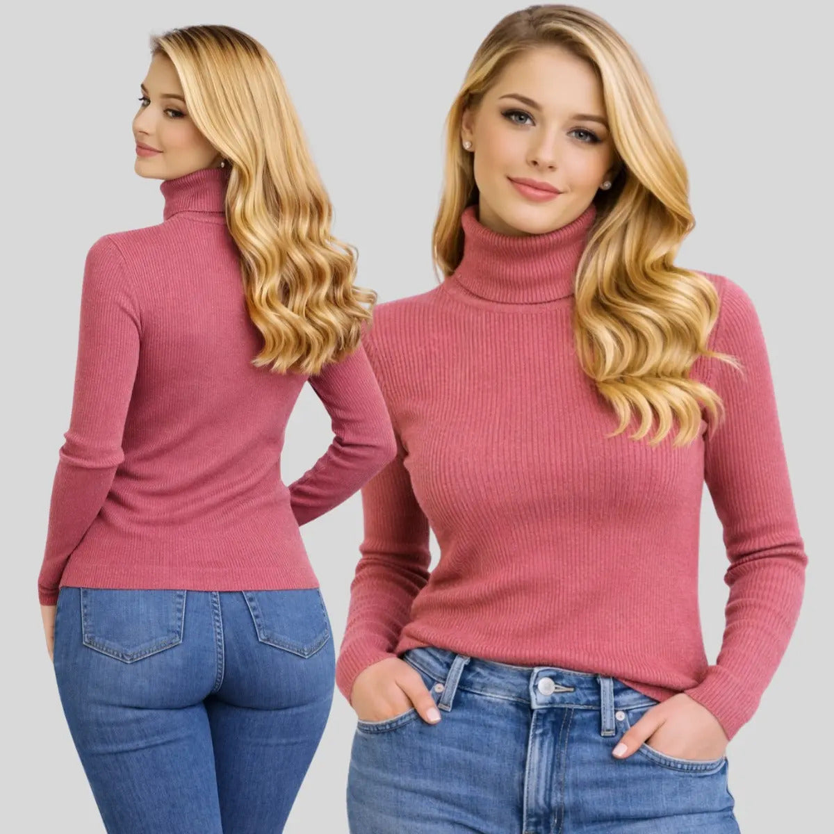 Blusa Cacharrel Feminina Tricô Lã Blusinha Gola Alta Rolê