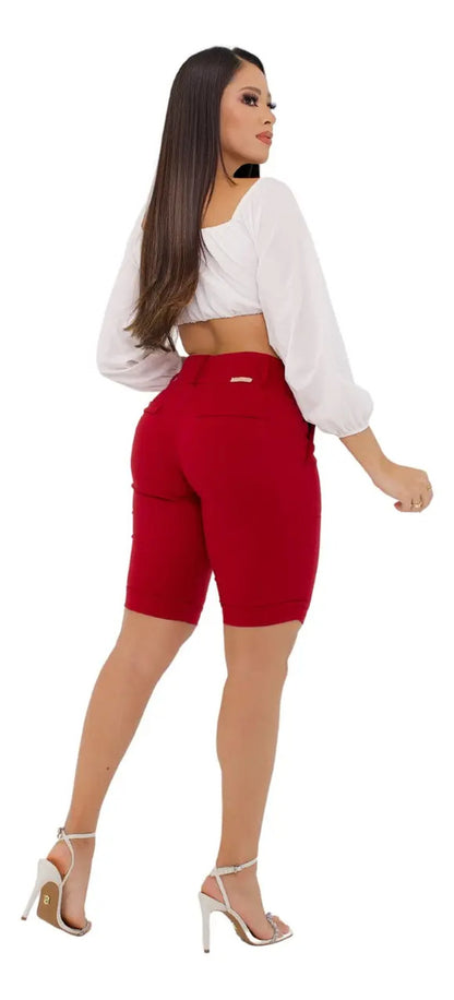 Bermuda Feminina Social - Ate O Joelho - Bengaline Lycra