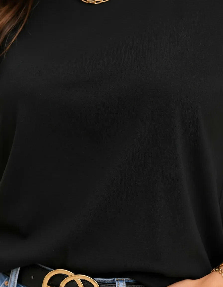 Blusa Feminina Casual Manga Japonesa Dobrada Confortável