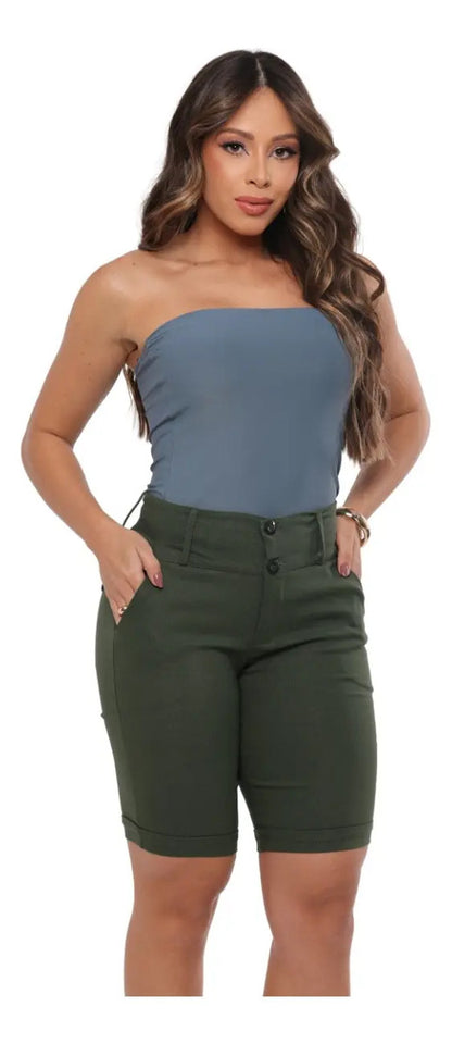 Bermuda Feminina Social - Ate O Joelho - Bengaline Lycra