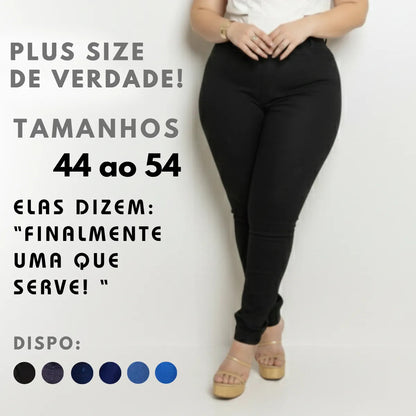 Calça Jeans Plus Size Cintura Alta Elastano Lycra Modeladora