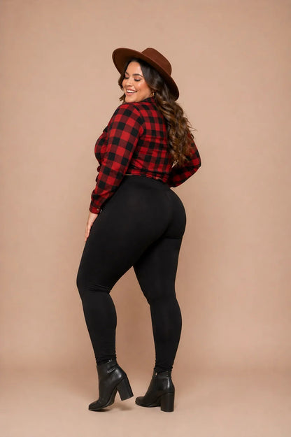 Calça Legging Térmica Forrada Flanelado Feminino Inverno