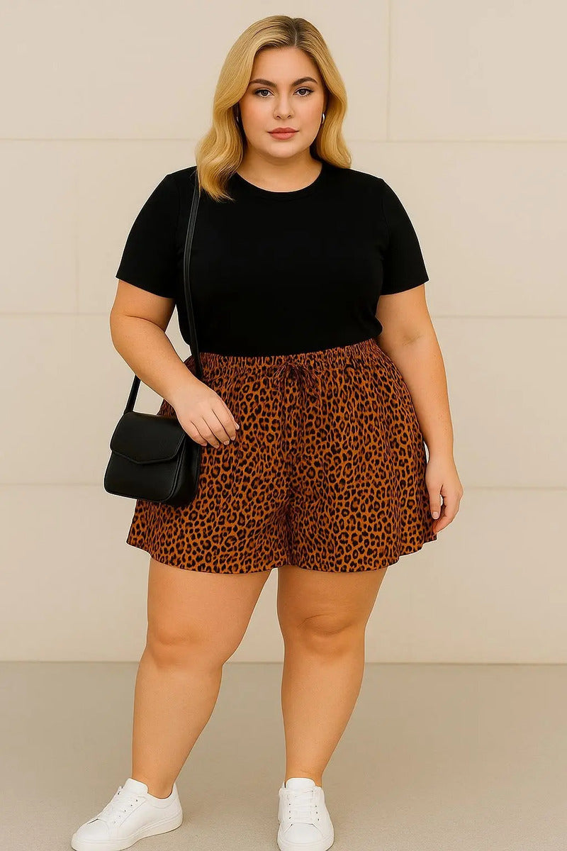 Short Plus Size Feminino Soltinho Com Cintura Alta Leve