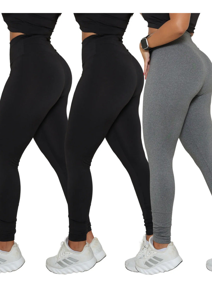 Kit 3 Calças Legging Feminina Academia Fitness Cintura Alta