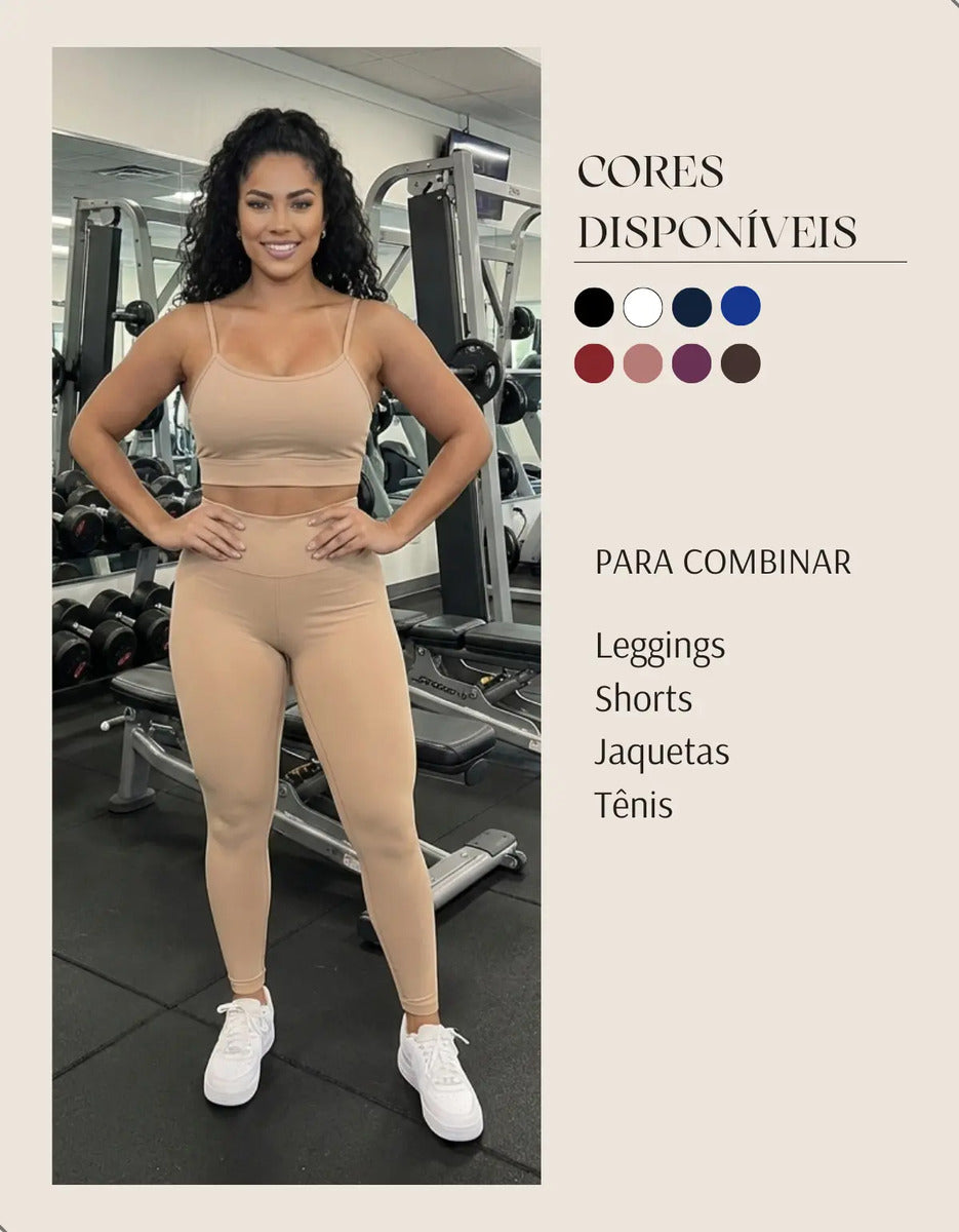 Top Fitness Academia Alça Fina Costa Aberta Feminino