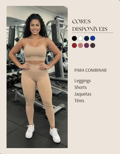 Top Fitness Academia Alça Fina Costa Aberta Feminino