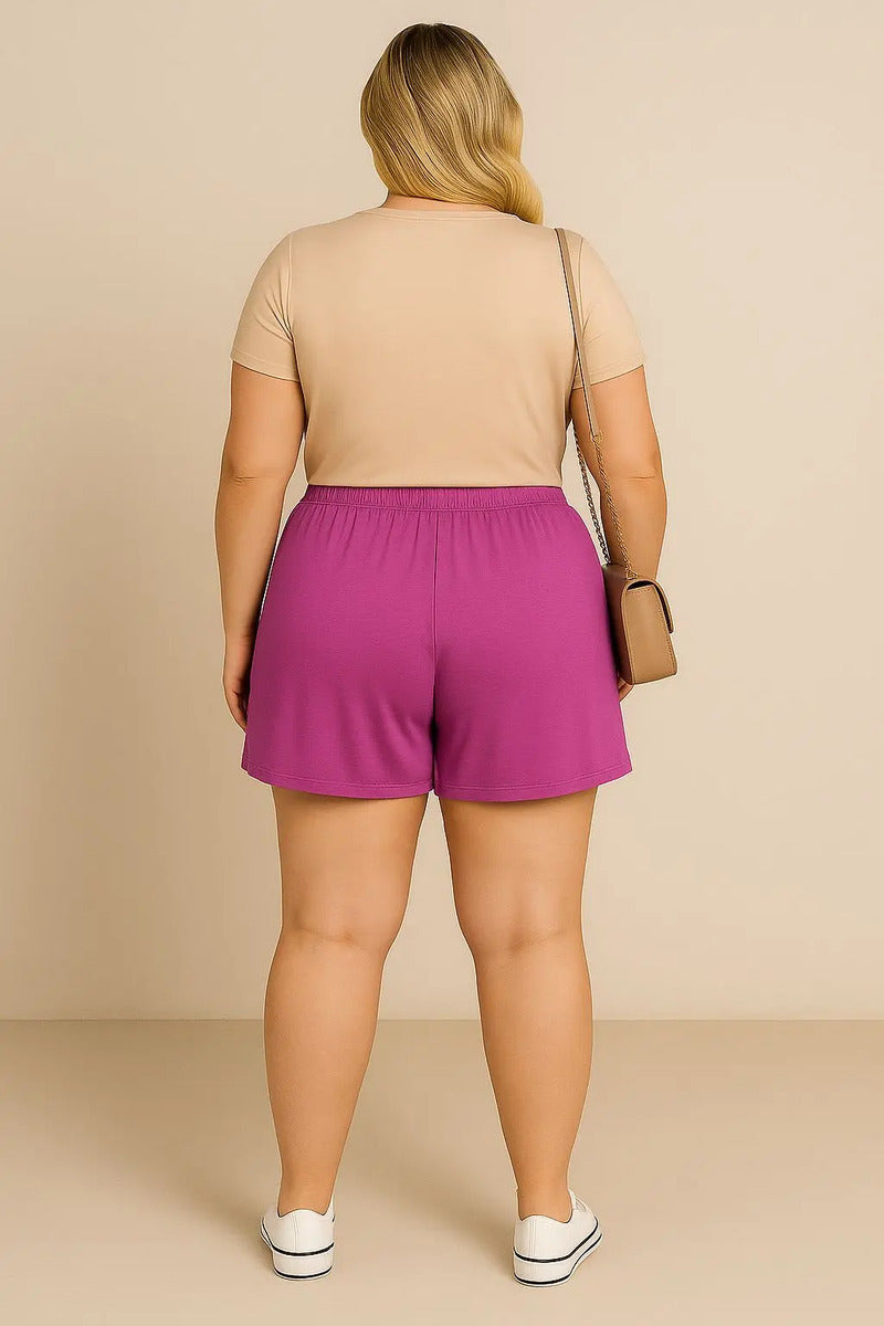 Shorts Plus Size Leve Feminino Cintura Alta