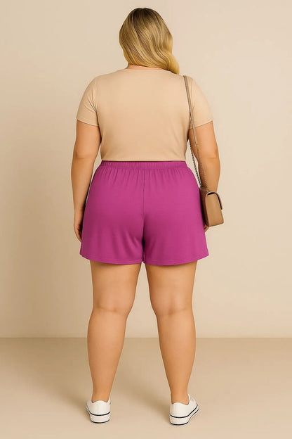 Shorts Plus Size Leve Feminino Cintura Alta