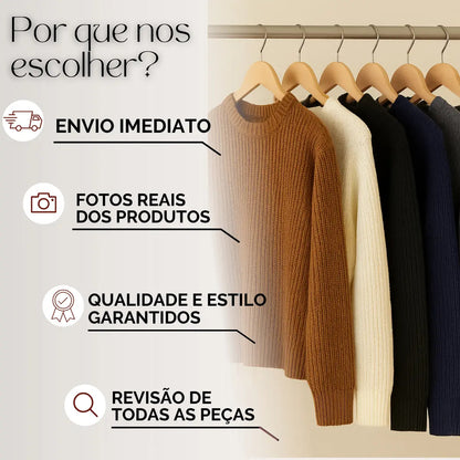 Suéter Blusa Manga Longa Max Cropped Frio Pullover Lã Trico