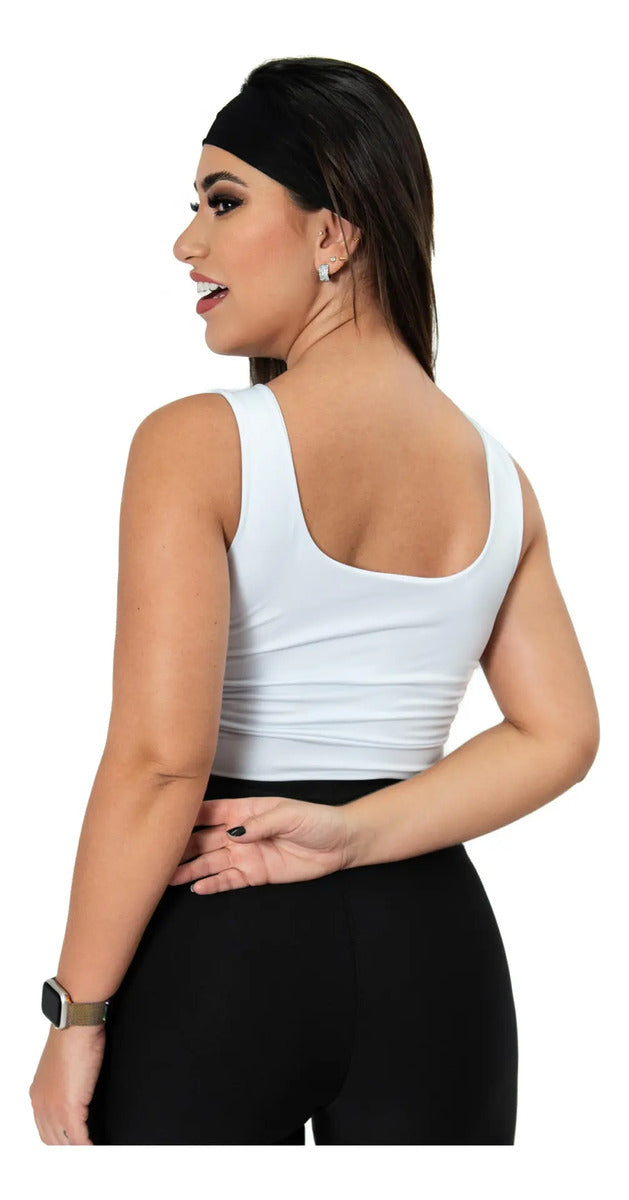 Cropped Cropet Top Alça Grossa Regata Feminino Casual C Bojo