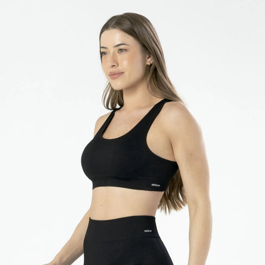 Top Nadador Canelado Sem Costura Fitness Academia Selene
