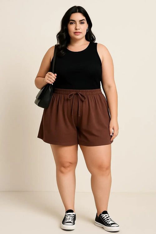 Shorts Plus Size Leve Feminino Cintura Alta