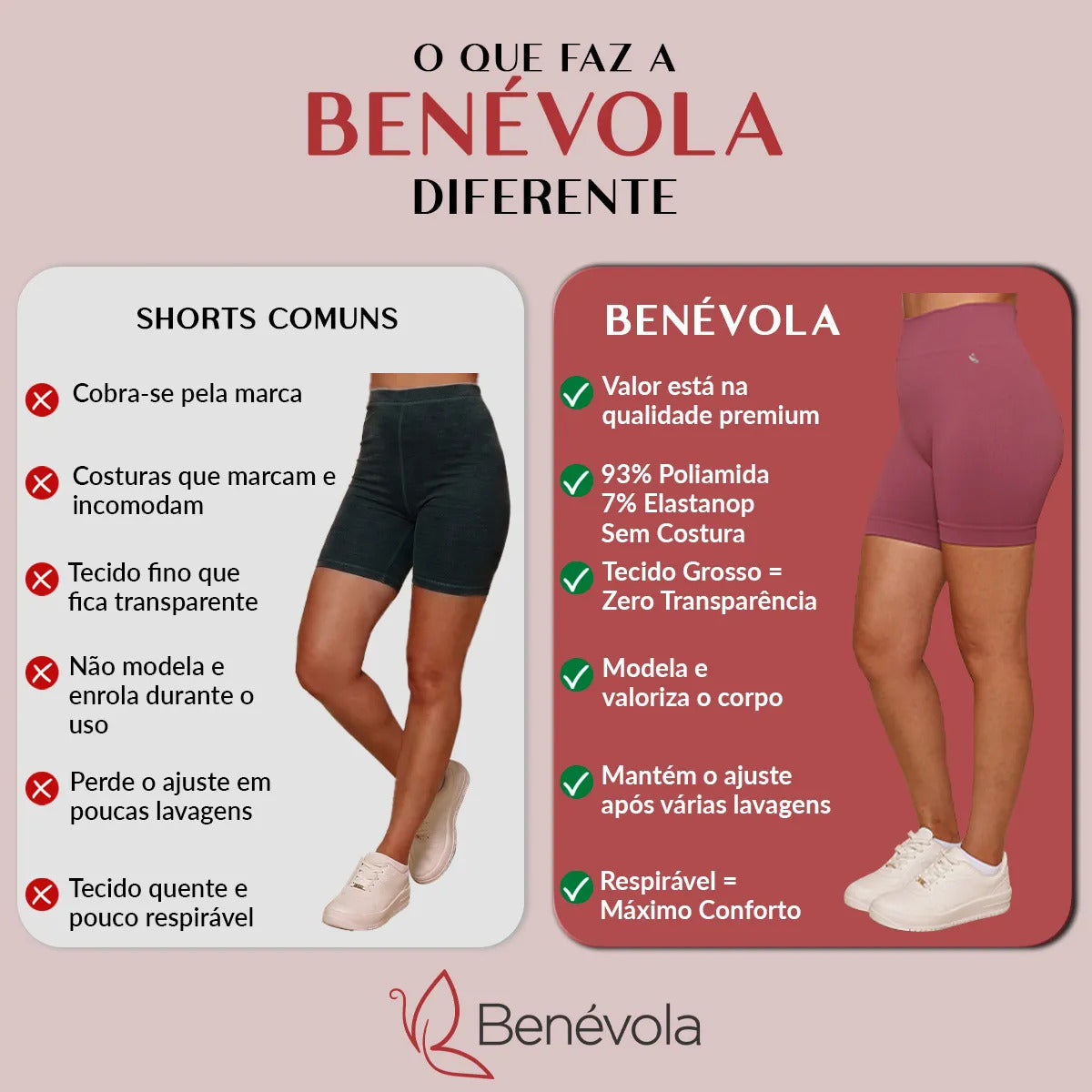 Short Benévola Poliamida Sem Costura Bermuda Confortável
