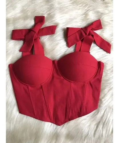 Croped Bengaline Corselet Corset Alcinha De Amarrar Com Bojo