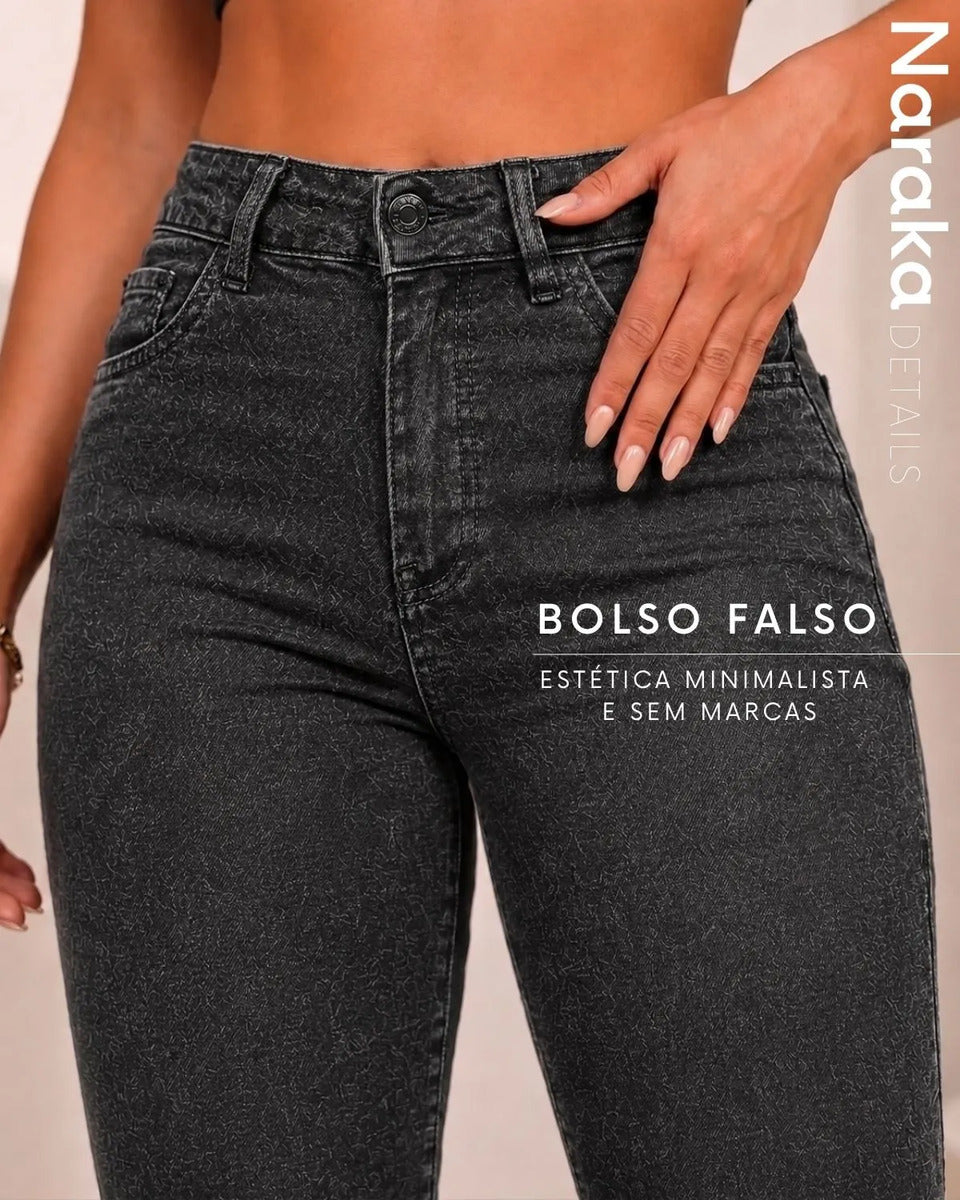Calça Jeans Feminina Skinny Cintura Alta Levanta Bumbum