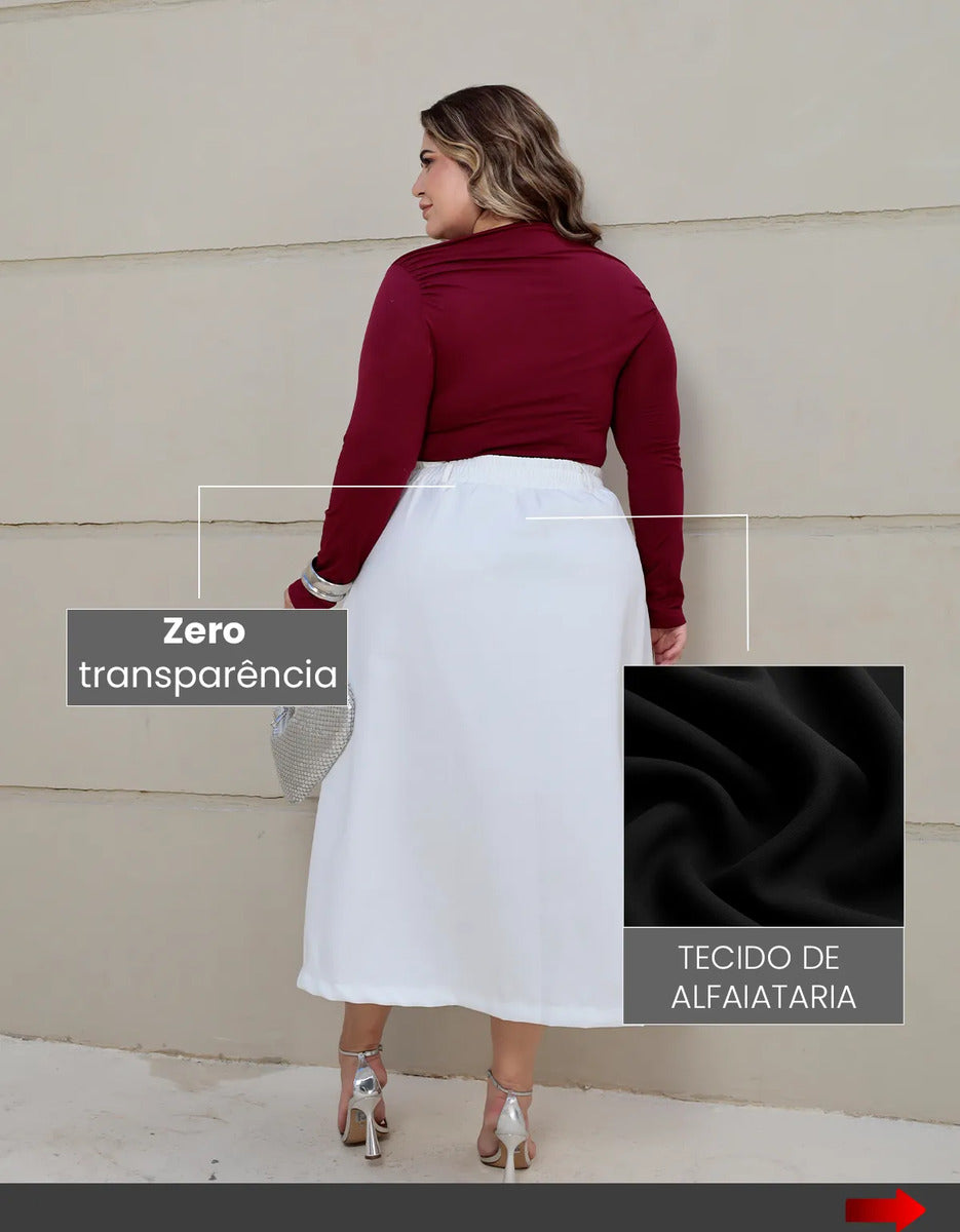 Saia Alfaiataria Feminina Plus Size Midi Evangélica Casual