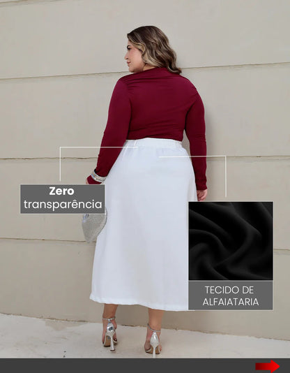 Saia Alfaiataria Feminina Plus Size Midi Evangélica Casual