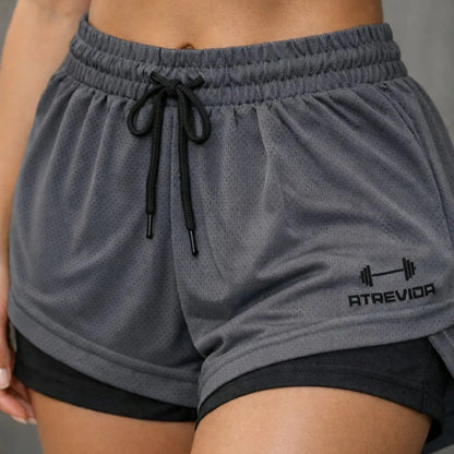 Conjunto 2 Shorts Feminino Compressão Corrida Bolso Oculto