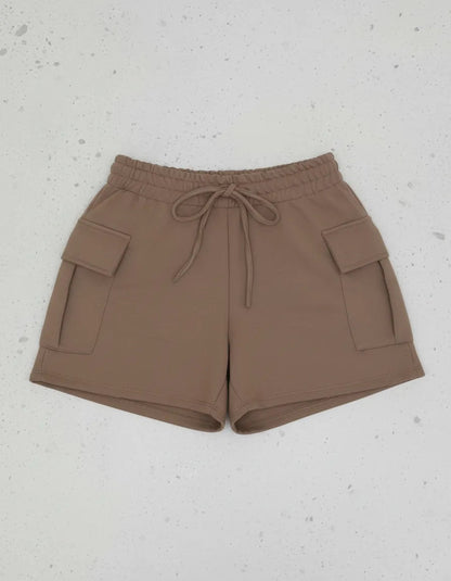 Shorts Cargo Moletom Feminino Com Bolso Lateral Moletinho