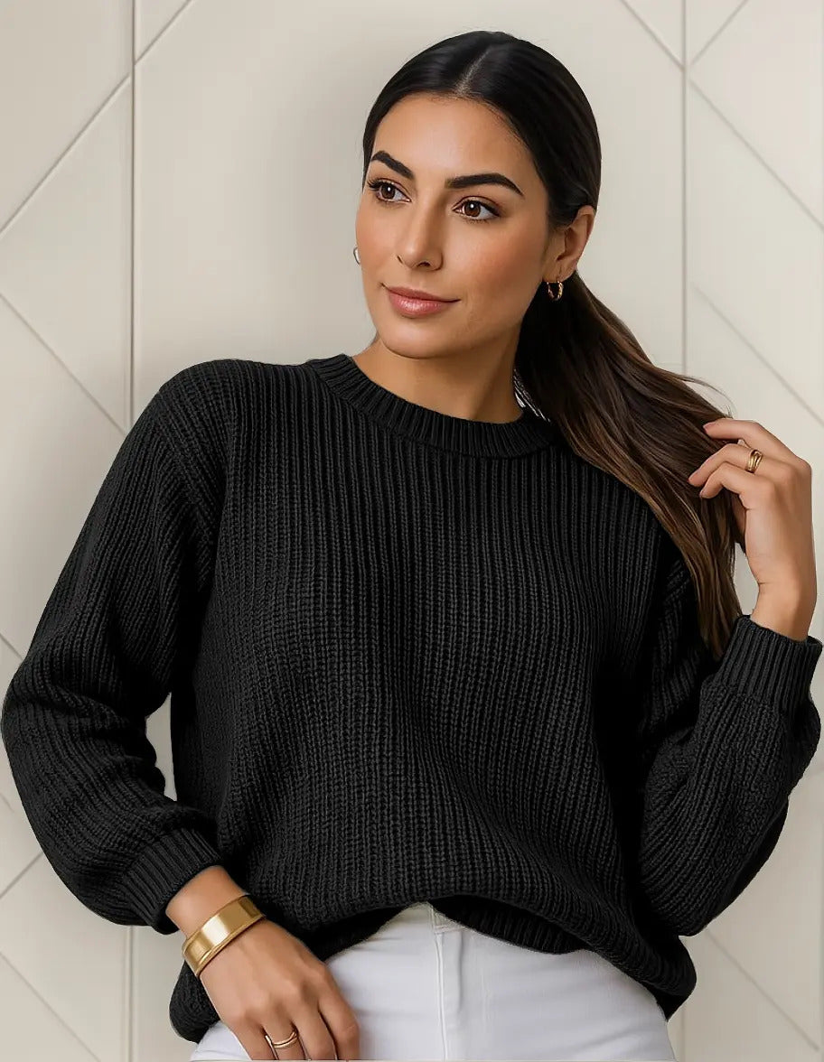 Suéter Blusa Manga Longa Max Cropped Frio Pullover Lã Trico