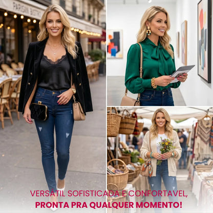 Calça Jeans Feminina Preta Cintura Alta Com Lycra Modeladora