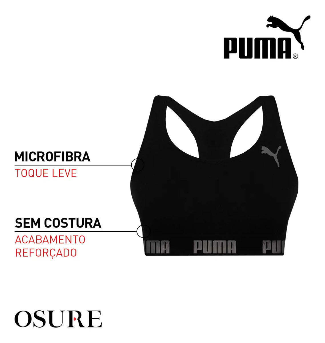 Top Puma Original Feminino Alta Sustentação Academia Fitness