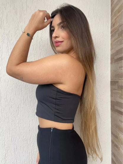 Kit 2 Cropped Top Faixa Suplex Com Forro Verão