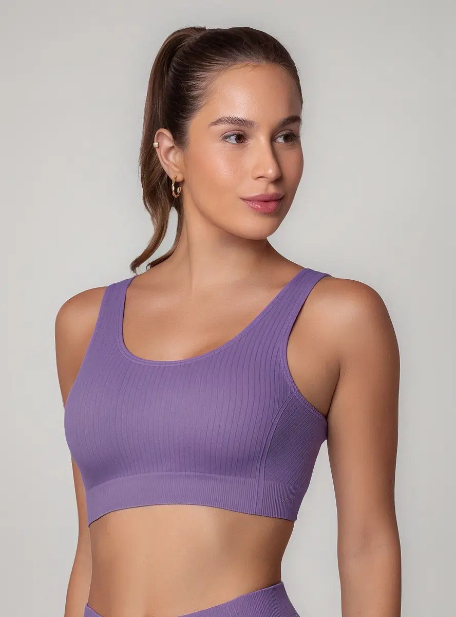 Top Nadador Canelado Sem Costura Fitness Academia Selene