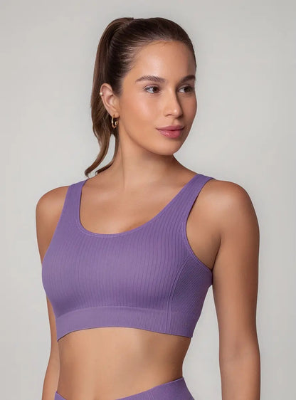 Top Nadador Canelado Sem Costura Fitness Academia Selene