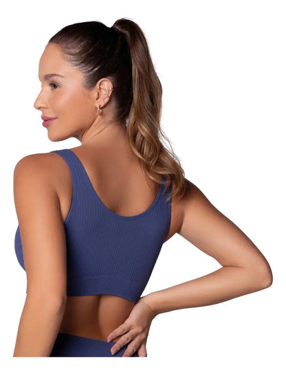 Top Nadador Canelado Sem Costura Fitness Academia Selene