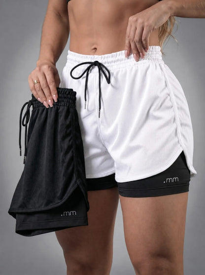 Kit 2 Short Duplo Compressão Fitness Bermuda Treino Feminino
