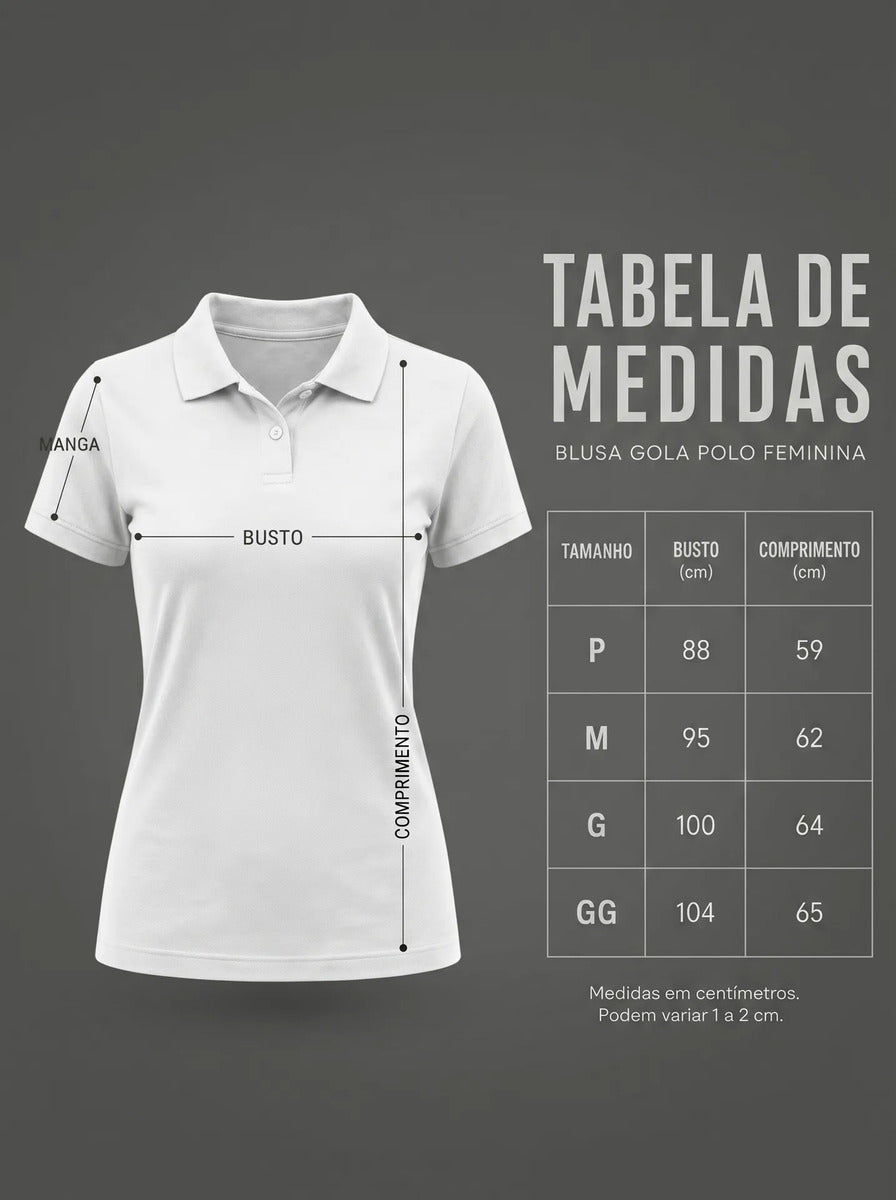 Camisa Gola Polo Feminina Básica Algodão Social Uniforme