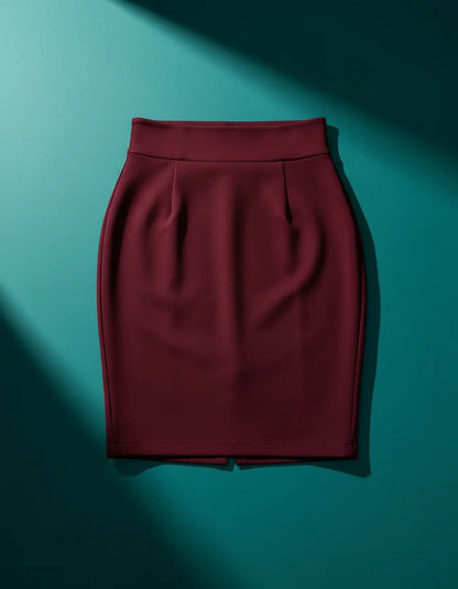 Saia Lapis Midi Social Feminina Secretaria Cintura Alta Lisa