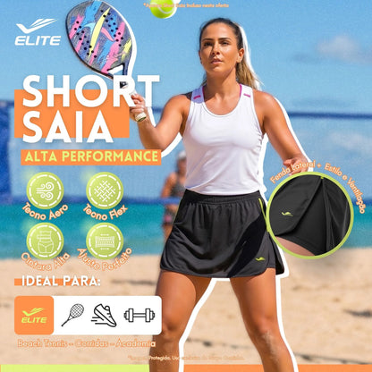 Short Feminino Academia Saia Fitness Corrida Poliamida Elite
