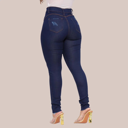 Calça Preta Jeans Feminina Com Elastano Cintura Alta Skinny