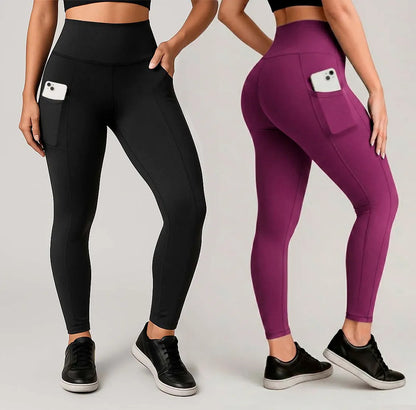 Kit 2 Calças Legging Feminina Grossa Cintura Alta Com Bolso